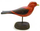 scarlet tanager wood carving, folk art